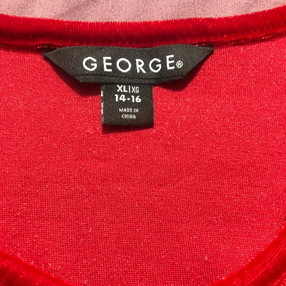 Red George Girls' Sequin Velour Dress with Front Bow Belt: Size XL 14/16 - Picture 3 of 4